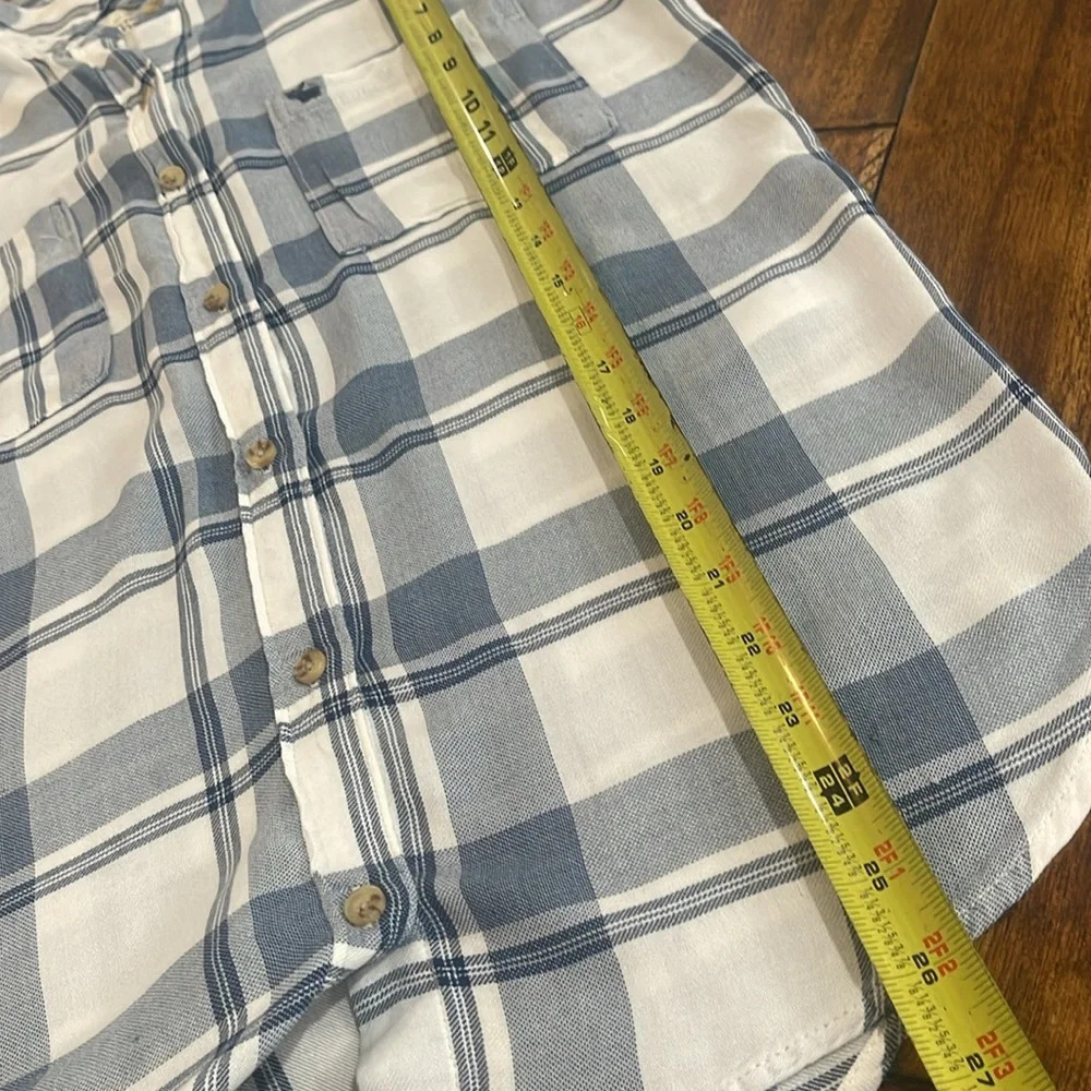 Abercrombie Fitch Button down Shirt Women's XS Blue White Plaid Long Sleeve - Picture 6 of 10